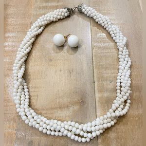 Vintage Jadeite 5 Strand twisted necklace 1950s